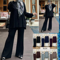 Dzakirah SETELAN BIO / Set Pakaian Wanita Atasan Kaos + Celana / Fashion Muslim Rayon Spandek