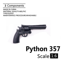 1/6 Cole Python 357 Revolver 4D Gun Model For 12" Action Figure Plastic Black Soldier Weapon Accessory