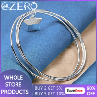 ALIZERO 925 Sterling Silver Three Circles Star Cuff Bangle Bracelet For Women Man Wedding Engagement Party Jewelry Accessories