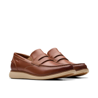 【Clarks】NovajoySlip 皮革正裝休閒鞋 (深棕色)-UK 7.5