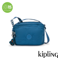 Kipling 質感寶石藍前袋拉鍊側肩包-COLETA