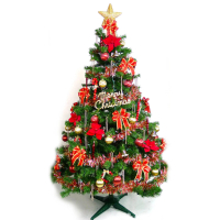 【摩達客】台灣製-7尺/7呎-210cm豪華版裝飾綠聖誕樹(含紅金色系配件組/不含燈/本島免運費)