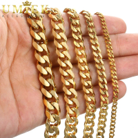 Kalung Pria Wanita Titanium emas gold kuning rantai besar rante asli cowok cewek keren anti karat pa