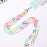 Jelly Color Necklace Phone Lanyard With Slot Card 120CM Colorful Crossbody Cellphone Strap Chain For iPhone Samsung Accessories