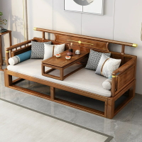 家具 新中式實木羅漢床推拉沙發床折疊兩用大小戶型多功能客廳雙人床榻