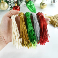100pcs Gold Silver Tag String Christmas Ornament Hanger String Xmas Tree Hanging Pendant Garment Tag Gift Label Ribbon Hook Rope