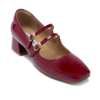 【STEVE MADDEN】DIANA 皮革粗跟雙帶瑪莉珍鞋(紅色)