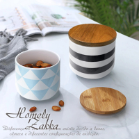 【Homely Zakka】北歐簡約幾何帶蓋陶瓷密封罐/儲物罐/收納罐(2款任選)