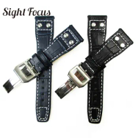 Dark Blue Strap for IWC Watch Band Deployment Buckle Deployant Clasp Pilot Watch Belt Bracelets Rivet Screw Strap Relogio Reloj