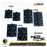Engsel Pintu Jendela Rumah Hitam Black Doff 3 4 5 inch Tebal Solid Iron Bearing Awet Match 2330