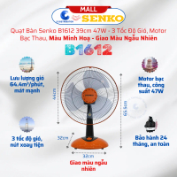 Quạt Bàn Senko B1612 39cm 47W - 3 Tốc Độ Gió, Motor Bạc Thau, Bảo Hành 24 Tháng