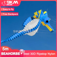 9KM 5m Seahorse Kite Soft Inflatable Line Laundry Kite 30D Ripstop Nylon with Bag for Kite Festival (Accept wholesale)