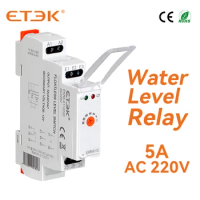 ETEK Water Level Relay Float Switch Electronic Liquid Level Control Monitoring Relay 220V 5A AC Type 1 Knob SPDT EKR8-6112