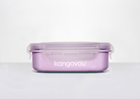 美國 Kangovou 小袋鼠不鏽鋼安全寶寶餐盒-紫丁香【紫貝殼】