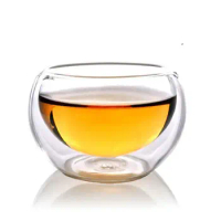 Handmade Transparent Beer Whisky Juice Insulated Double Wall Kungfu Teacup Tea Cups Mini Glass Cup Espresso Coffee Cups