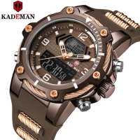 KADEMAN Men Watch Top Luxury Military LED Digital Sport Waterproof Dual Movement Rubber Wristwatch Casual Male Relogio Masculino