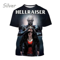 Tshirts Horror Hellraiser 3D Print Summer Tees Streetwear Crew Neck Short Sleeve Hip Hop TShirt Oversized Men Women kids Tops