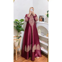 Nura Collection Official - Almina Bordir - Baju Gamis Bordir Model Terbaru - Gamis Satin Kristal Bor