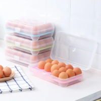 15Grid Egg Storage Box Tray With Lid Drawer Kitchen Household Egg Tray Storage Box Dispenser Refrigerator Egg Holder