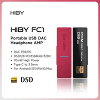 HiBy FC1 Portable Type C to 3.5mm Output USB DAC Audio HiFi Decoder Headphone AMP DSD128 for Android iOS Mac Win10 PC Smartphone