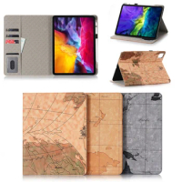 Map PU Leather Stand Case for Apple iPad Pro 12.9 inch 2015/2017 Case For iPad Pro 11 2018 2020 2021 Cover For Air 4 10.9