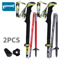 Pioneer 100% Carbon Fiber Folding Trekking Pole Ultralight Collapsible Trail Running Walking Stick For Outdoor Camping 2 Piece