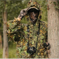 Man New 3D Maple Leaf Bionic Ghillie Suits Sniper Birdwatch Airsoft Camouflage Clothing Hunting Clothes