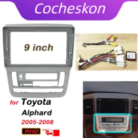 Car Accessoires 2 Din 9 Inch Radio Fascia DVD GPS MP5 Panel Frame for Toyota Alphard RHD 2002-2008 Dashboard Mount Kit