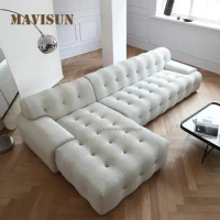 Italian Minimalist 3d Fabric L-shaped Corner Sofa Nordic Designer Square High-end Luxury Big Sofa Set Living Room Furniture