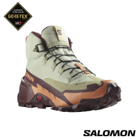 官方直營 Salomon 女 CROSS HIKE 2 Goretex 中筒登山鞋 野跑鞋 苜蓿灰/哈密瓜/深褐紫