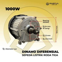 Dinamo BLDC Differential Gardan Sepeda Listrik Roda 3 500W 800W 1000W Gardan 500W