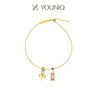 YOUNIQ Destiny October Birthstone Rectagular 18K Gold Titanium Bracelet Necklace Customise Charm Bra