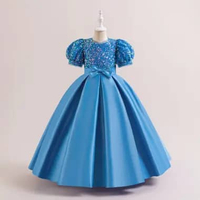 Dress Anak Perempuan Mewah Warna Hitam Pink Merah Hijau Biru Tua Biru Muda Ungu Gaun Pesta Panjang A