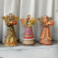 園藝裝飾品 樹脂秋收天使 南瓜天使 戶外花園庭院咖啡廳桌面擺件