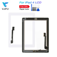 original 9.7" For iPad 4 Touch iPad4 A1458 A1459 A1460 Touch Glass Panel Screen Digitizer Sensor +Home Button Free stickers