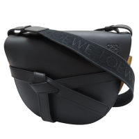 【二手名牌BRAND OFF】LOEWE 羅威 黑色 牛皮 Gate Mid 肩背包