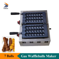 Commercial Gas Model Takoyaki Balls Making Machine with Non Stick Pan 3 Strings Waffleballs Baker