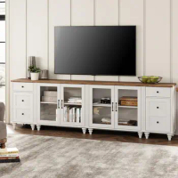 TV Stand , LED TV Console Table, Entertainment Center with Charging Station&amp;Glass Door, Kitchen Sideboard Buffet Cabinet