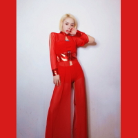 新品爵士領舞性感開叉長裙紗夜店酒吧DJ女歌手現代舞鋼管舞演出服