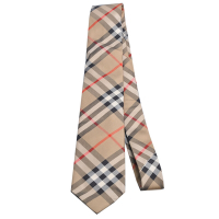 BURBERRY Vintage 經典品牌格紋圖騰100%絲質領帶(經典駝色格紋)