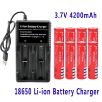 100% original Rechargable Battery 18650 3.7 V Battery for LED Lantern torch+USB Charger