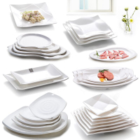 A5白色仿瓷餐具商用密胺酒店自助餐盤餐廳菜盤四方創意火鍋店盤子