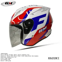 HELM GM KING FIGHTER MOTIF KAZUKI ALL WARNA VISOR LIGHT SMOKE HALF FACE ORIGINAL SNI L WHITE BLUE