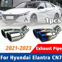 1Pcs Stainless Steel Exhaust Pipe Muffler Tailpipe Muffler Tip For Hyundai Elantra CN7 2021 2022 2023 Avante i30 Accessories