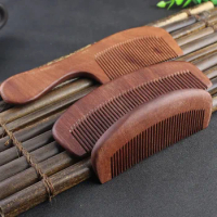 Natural Peach Solid Wood Comb Engraved Peach Wood Healthy Massage Anti-Static Comb Hair Care Tool Gift for Girl Women Comb