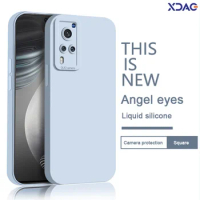 Coque Back Cover for VIVO X60T X60 Pro Plus X60s X60Pro Pro+ 5G Angel Eyes Soft Liquid Silicone Original Matte Solid Color Case