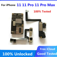 Original Unlocked For iPhone 11 Pro Max Motherboard IOS Update Full Chips Main Clean iCloud Logic Board With / No Face ID Plate