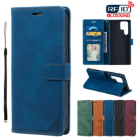 Wallet Anti-theft Brush Flip Leather Case For Samsung Galaxy A14 A50 A51 A52 A53 A54 S24 S23 FE S22 S21 Plus S20 Note 20 Ultra
