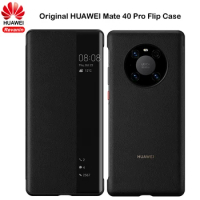 Original HUAWEI Mate 40 Pro Case Smart View Flip Cover Leather Back Case Protective Shell for Mate40 pro Glass black Editior