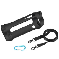 Silicone Case Cover with Strap Carabiner for JBL Pulse 4 Bluetooth Speaker, Black